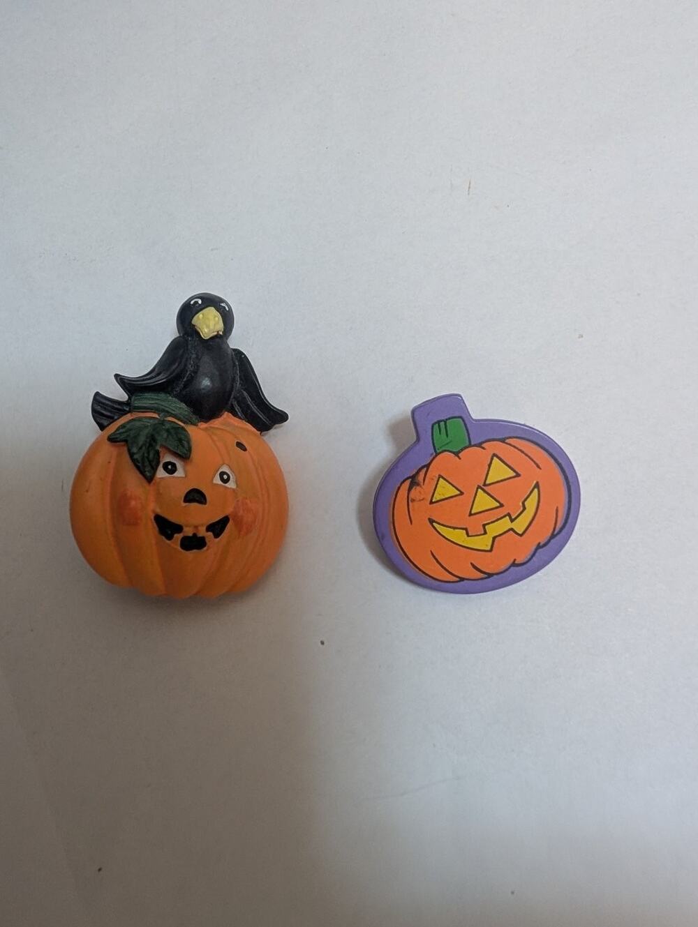 Vintage Halloween Pumpkin & Jack-o'-Lantern Pin Brooch Lot - Crow, Spooky Decor